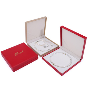 Wholesale Luxury PU Leather Rectangle Jewelry <b>Gift</b> <b>Box</b> Zipper Closure Hot-Stamped Logo Ready-Stock <b>Box</b> Set <b>for</b> Pearl <b>Necklace</b> - Product Image 4