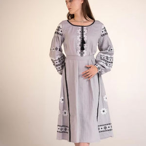 Vestido maxi de algodón 100% de diseño personalizado para mujer tejido a mano con cintura natural bordada por la empresa de fabricación de ropa - Product Image 1