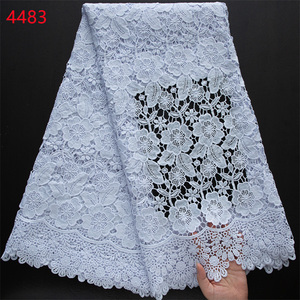 4483 Tessuto in Pizzo Africano di Alta Qualità a Prezzo All'Ingrosso, Pizzo Guipure Bianco Puro, Stili di Tessuto Aso Oke Africano - Product Image 3