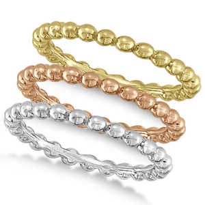 Anillo Apilable de Oro Rosa de 14K para Mujer, Moderno y Elegante, con Incrustaciones de Cuentas Sólidas, Chapado en Oro, Estilo Romántico e Informal - Product Image 2