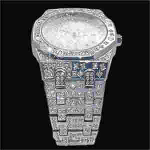 Reloj de pulsera de cuarzo de acero inoxidable de lujo para hombre, esfera redonda, superventas, pantalla analógica, esfera de 41mm, fecha, reloj de diamante cultivado en laboratorio - Product Image 4