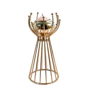 Support de bougie en métal avec gobelet en verre amovible, décoration de table moderne pour la maison, les événements de mariage, les restaurants, les hôtels, finition dorée - Product Image 5