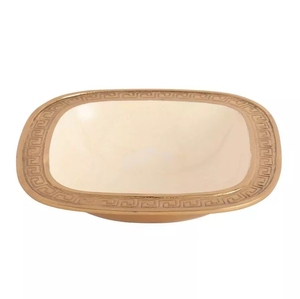 Bol de service en acier inoxydable avec support plaqué or bol de service à pop-corn fait à la main nouveau design ensemble de bols de vaisselle - Product Image 3