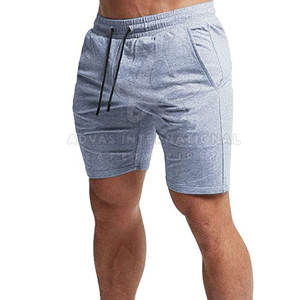 Pantalones Cortos Deportivos para Hombre de Alta Calidad, 100% Algodón, Cintura Media Elástica, Secado Rápido, Color Personalizado, Diseño Sólido, Ropa Casual para Fitness - Product Image 1