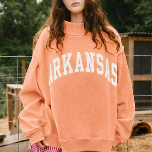 Sudadera Larga Holgada con Cuello Alto para Mujer, Ropa Casual de Invierno, Tejido Suave y Cómodo, Corte Holgado, Estilo Urbano, Logotipo Frontal, Jersey - Product Image 1
