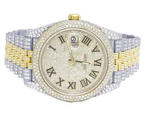 Hecho a mano VVS Moissanite Diamond Two Tone Roman Dial Mecánico Automático Hip Hop Muñeca Iced Out Lujo Tachonado Moda Para Hombres - Product Image 2