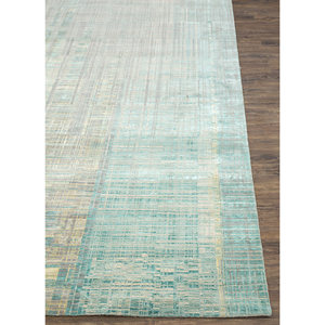 Alfombra Kavi Verde de Lana y Seda de Bambú Anudada a Mano, Unstring Srb(701), Diseño Abstracto para Uso Doméstico - Product Image 4