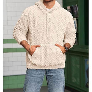 Hiver Vintage Col à Capuche Hommes Casual Wear Oversize Hooded Soft Fleece Sherpa hoodies - Product Image 3