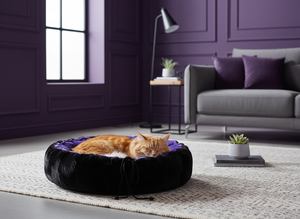 Amistar CozyNest Deluxe Round <b>Cat</b> Bed XL – Luxury Faux Fur with Deep Violet <b>Plush</b>, 102cm - Product Image 5