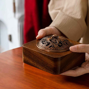 Brûleur d'encens en bois de santal écologique artisanal, forme carrée, pour la maison, Bakhoor, outil de table, base solide, utilisation au bureau en Inde - Product Image 4