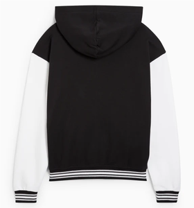 Veste Letterman à la mode avec logo personnalisé veste universitaire avec capuche fermeture à glissière en toile couleurs contrastées hiver - Product Image 6