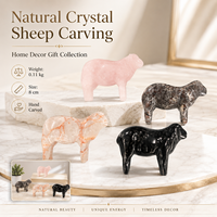 Figurine d'animal en cristal de quartz rose naturel sculptée en forme de mouton pour la décoration intérieure, l'autel de méditation et comme cadeau de collection