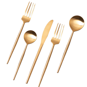 Cubiertos dorados Vintage de lujo, vajilla de acero inoxidable, cuchara, tenedor, cuchillo, cubiertos, juego de cubiertos dorados para boda, restaurante HHO - Product Image 6