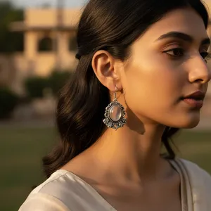 Pendientes de Plata 925 con Piedra Lunar en Forma de Gota, Chapados en Oro, para Mujer, Ideales para Bodas o Fiestas - Product Image 2