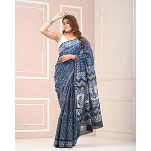 Chanderi Printed Heavy Georgette Saree Blouse Banarasi Model Number Soft Indian Pakistani Style <b>Net</b> <b>Fabric</b> Salwar Kameez Lehenga - Product Image 3