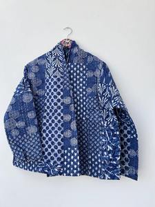 Cotton Kantha Quilted Short Kimono Open Front Handmade Cotton Jacket Gift for Her - Product Image 4