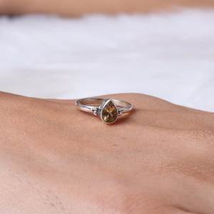 แหวนเงิน925ทันสมัยคลาสสิกพร้อมหินซิทรีนและเพชรหมั้นครบรอบและของขวัญแต่งงานสำหรับผู้หญิงและเด็กผู้หญิง - Product Image 3