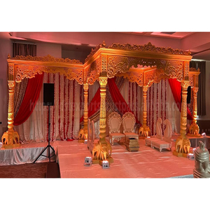 Magnifique Rajmahal Mandap en bois pour mariage gujarati vente chaude éléphant Base pilier Mandap meilleur Bollywood Style Mandap ensemble USA - Product Image 1