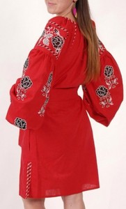 Robe longue décontractée en coton tissé naturel avec broderie, col en V fendu des deux côtés, lavable, vente en gros - Product Image 5