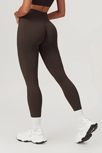 Conjunto de mallas de cintura alta y Sujetador deportivo sin costuras personalizado para mujer traje de entrenamiento de glúteos para gimnasio conjunto de mallas de sujetador de Yoga - Product Image 4