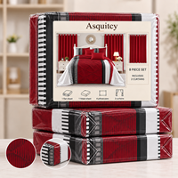 Collection de literie imprimée 8 pièces en promotion avec rideaux et taies d'oreiller assortis (OEM/ODM)