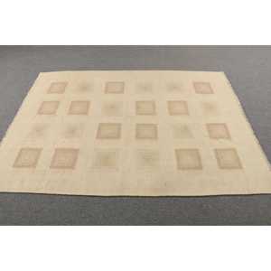 พรมคิลิม ขนาด 4.4x6.2 ฟุต พรมตุรกี พรมลายดอกไม้สีเบจ ทำจากขนสัตว์ - Product Image 3