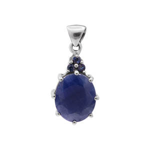 Belle forme ovale vintage pendentif en pierre précieuse saphir bleu à facettes pendentif en or jaune 14 carats fait à la main pour Noël - Product Image 3
