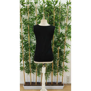 Blusa de viscosa con tirantes y cuello en V para mujer, con detalle de ojales, 36265 - Negro - Product Image 5