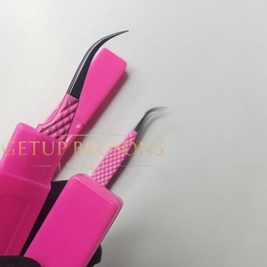 แหนบปลายไฟเบอร์ด้ามเพชรแหนบเคลือบผงสีแยกโค้งทำจากสเตนเลสสตีล - Product Image 2