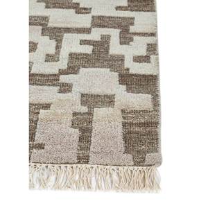 พรมขนสัตว์ถักมือสีน้ำตาลเบจลายไทม์ รุ่น AKWL-13014 ลายเรขาคณิตแบบอัฟกัน สำหรับบ้าน ห้องนั่งเล่น ทางเดิน รูปทรงสี่เหลี่ยมผืนผ้า - Product Image 4