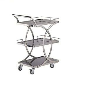 Carrito de vidrio de metal para el hogar y el jardín, el carrito decorativo hecho a mano de 3 niveles más vendido, acabado pulido brillante - Product Image 1