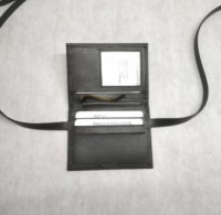 Porte-carte d'identité en cuir synthétique PU sangle de cou réglable étiquette de bagage suspendue lanière fente multiple pince à billets vente de bandoulière