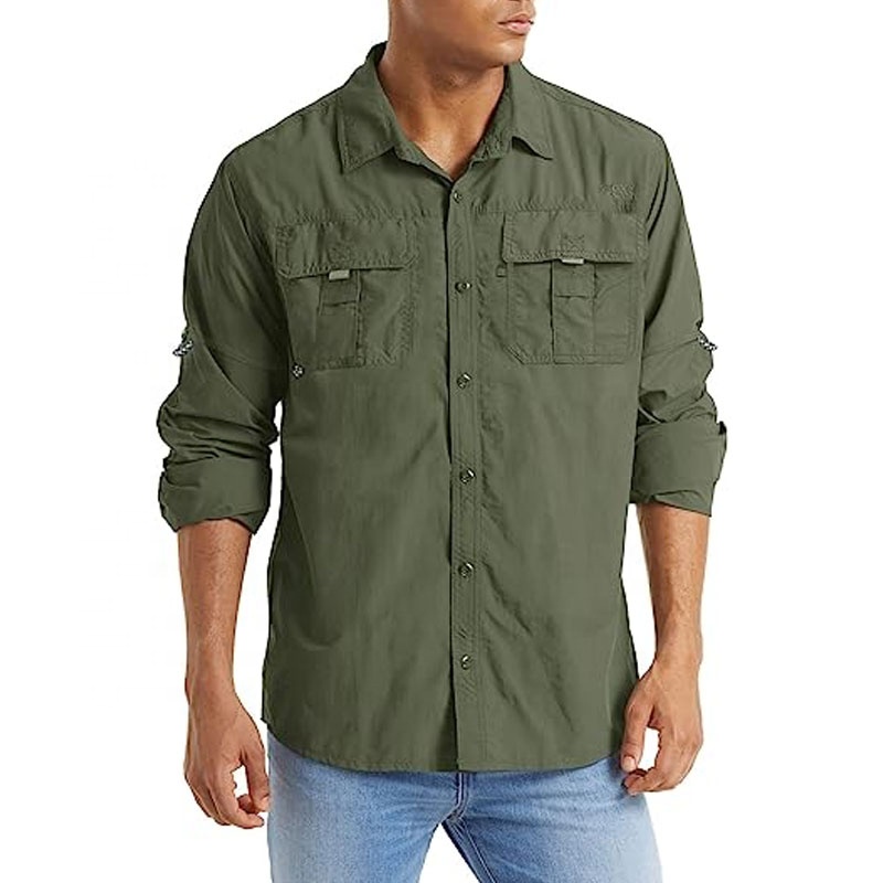 Caminhadas Pesca Tático Camisa Homens Respirável De Secagem Rápida Blusa Cargo Man Camisas Ao Ar Livre