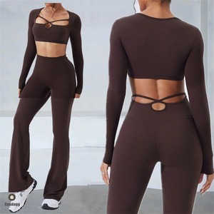 Nuevo estilo mujeres gimnasio Fitness sujetador sin tirantes Yoga traje Fitness ropa deportiva conjunto de ropa activa conjuntos de Yoga para mujeres altas - Product Image 1