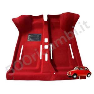 Alfombra Preformada de PVC para FIAT 500 126 EPOCA, Modelo MOQUETTE ROSSA, con Función Antideslizante, Revestimiento Interior 3D para Automóvil, Modelo Y - Product Image 1