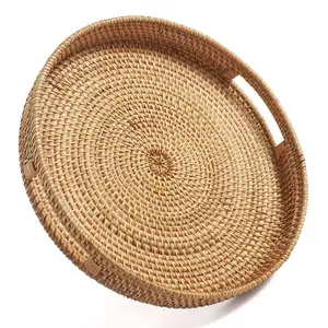 Bandeja de servicio de ratán Natural para mujer de United Trade, manijas circulares de estilo Vintage para el hogar, cocina, uso decorativo, propósito de servicio - Product Image 1
