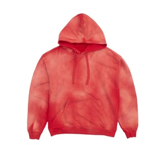 Sudadera con Capucha Roja Tie Dye, Estilo Vintage Lavado, con Bolsillo Canguro, Unisex, para Hombre, 500 g/m², 100% Algodón - Product Image 5