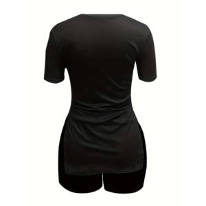 OEM CUSTOM 100% pur coton 2 pièces ensemble femmes vêtements haut court jupes courtes tenues été t-shirts ensemble - Product Image 2