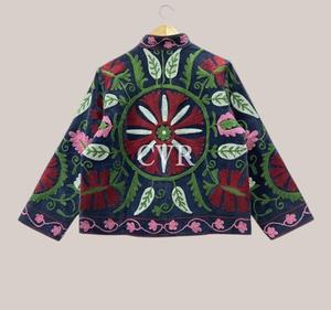 Abrigo de terciopelo bordado de estilo chino con estampado floral, cuello mandarín, manga larga, talla grande, ropa de abrigo de invierno para mujer - Product Image 2