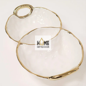 Silver & Gold Flower <b>Edges</b> Luxury Serving Tray Designer Handmade <b>Metal</b> Serving Tray - Product Image 3