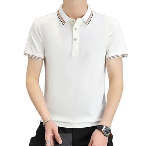 เสื้อยืดผู้ชายลำลองสำหรับโปโลเสื้อกอล์ฟผ้ายืดสุดพิเศษปกพับลงสีพื้นเข้ารูปทำจากผ้าเทอร์รี่ - Product Image 3