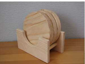 HOUSEHOLD STURDY MORDEN MULTI <b>WOODEN</b> COASTERS Functional Handmade Craft Drink Bamboo Coasters 6-Pack Set with Holder - Product Image 4