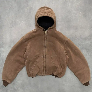 Blouson Bomber Vintage en Polyester/Coton pour Homme, Polaire Lourd, Teint Uni, Respirant, Séchage Rapide, avec Poche - Product Image 1