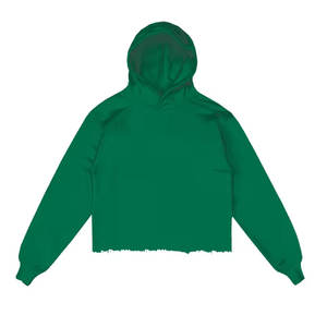 Logo personnalisé unisexe recadrée sweats uni sans cordon de serrage à capuche ourlet bord brut bas recadrée sweats à capuche hommes 2024 - Product Image 4