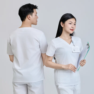 ชุดสครับทางการแพทย์แบบยูนิเซ็กซ์ ผลิตในเวียดนาม ผ้าสแปนเด็กซ์ผสมวอร์สเต็ด ตรวจจับเข็มได้ ผลิตภัณฑ์ FMF  52% ผ้าฝ้าย 45% โพลีเอสเตอร์ 3% - Product Image 1