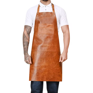 Tabliers à bracelet en cuir d'usine imperméables personnalisés de qualité supérieure en cuir lavable Sangles en cuir réglables Restaurant durable pour hommes - Product Image 1