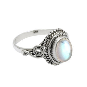 Venta caliente de buena calidad 925 plata esterlina Arco Iris Natural piedra lunar forma ovalada anillo grueso joyería hecha a mano fabricante a granel - Product Image 1