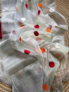 La última organza con lunares y tejido Zari Sari mujer fabricante de moda y proveedor de Surat al precio más bajo - Product Image 2