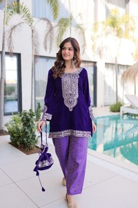 Women Embroidered Salwar Set with Dupatta & Potli <b>Bag</b> Designer Party Wear Indian Ethnic <b>Suit</b> for Festive & Wedding - Product Image 4