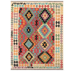 Alfombra Kilim de Maimana, Afganistán, 207 x 155 cm, Juego de Alfombras - Product Image 1